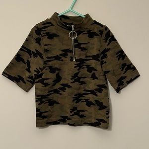Camouflage Zippered Crop Top